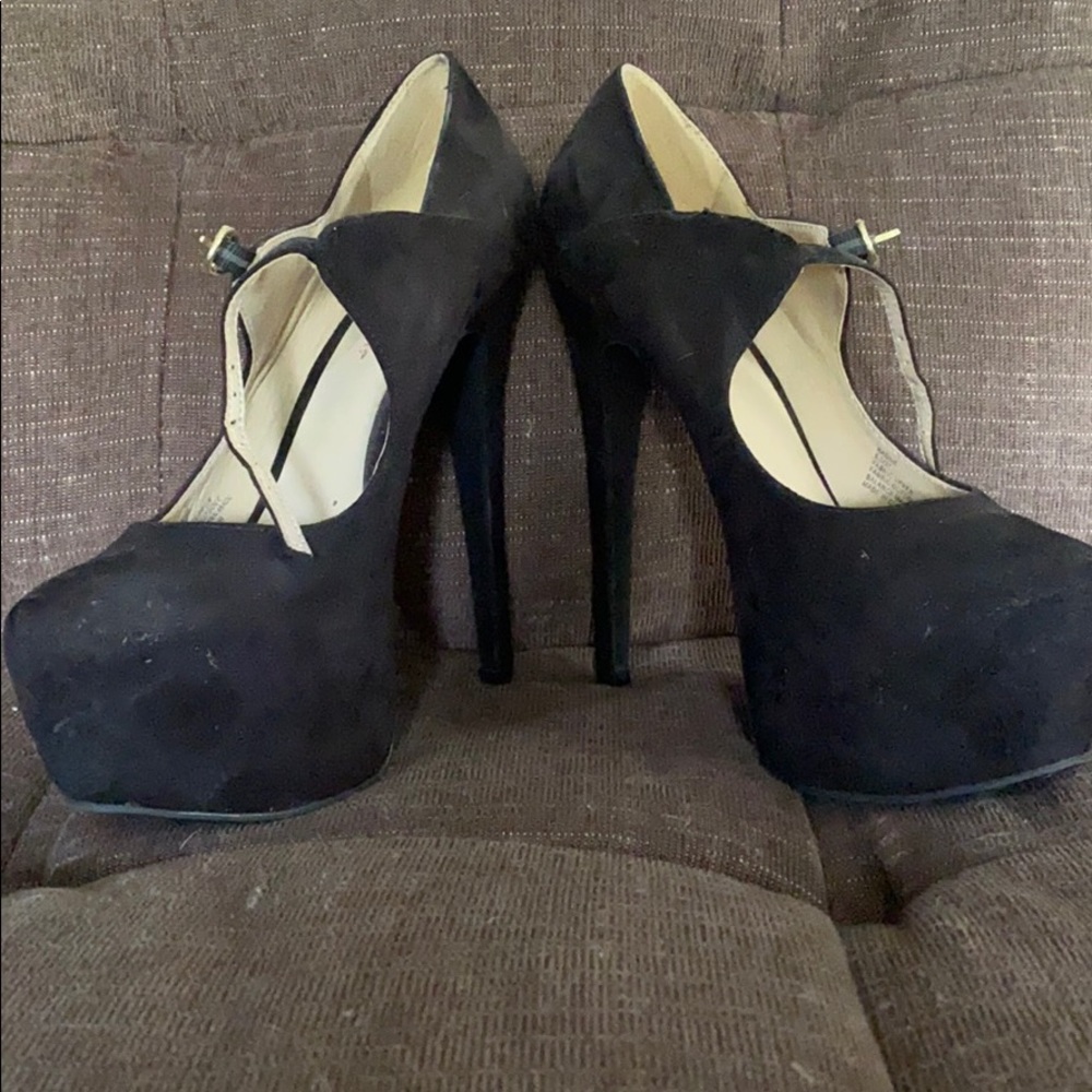 JustFab platform pumps with strap